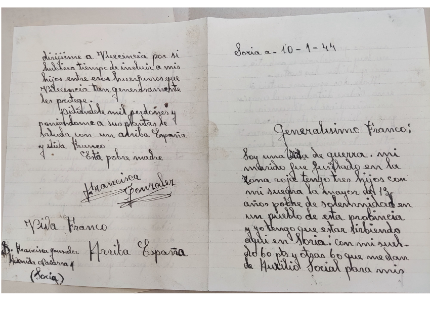 A War Widow writes to Francisco Franco